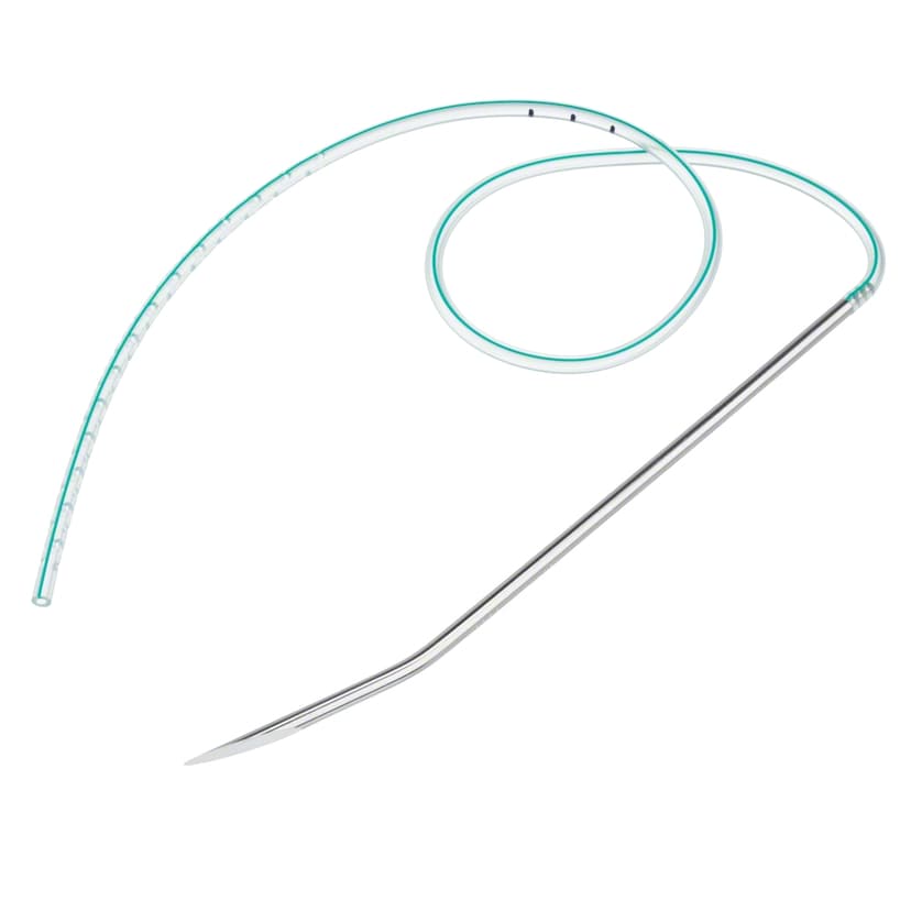 Redon Needle with preconnected Drain-Redon drain with single-use, pre-connected needle for wound drainage systems