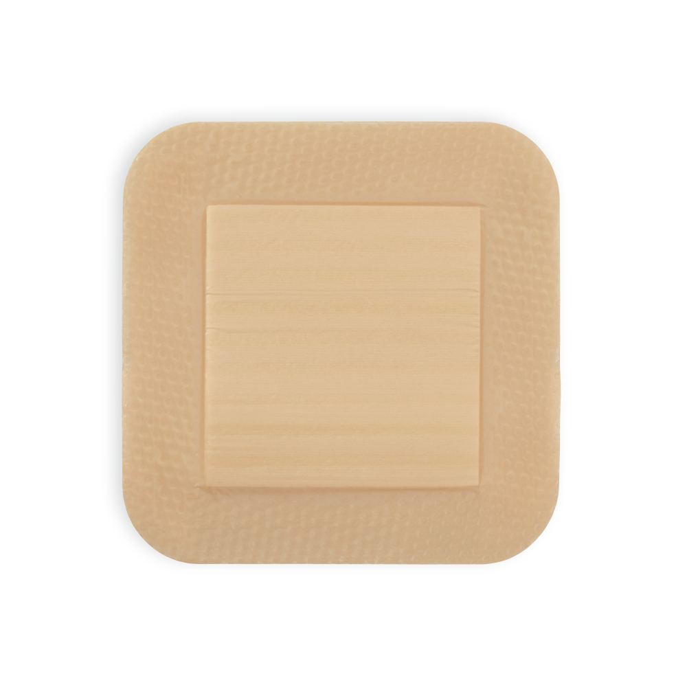 Askina® DresSil Border Lite-Upgrade Askina, with foil, silicone wound dressing, white background